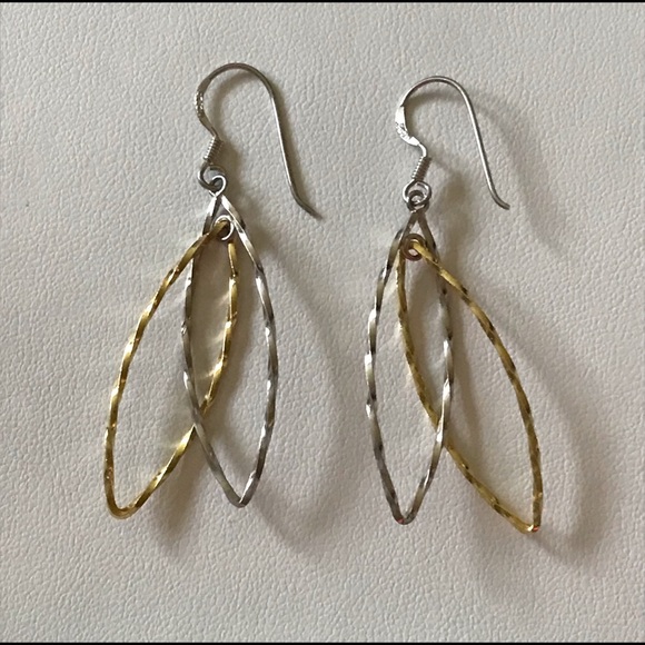 Vintage Sterling 925 Silver/Gold Earrings - Picture 3 of 6